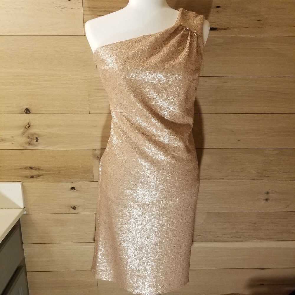 Laundry Shelli Segal 1 Shoulder Sequin Dress 6 NWT